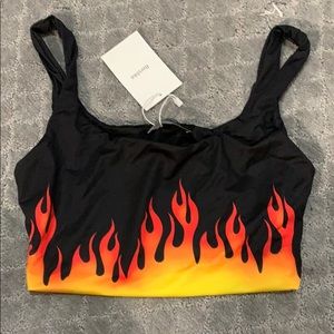 Flames black crop top
